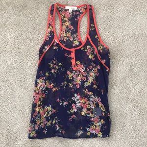 Floral print see through top